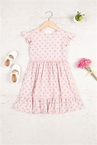 Kids Ruffle Cap Polka-dot Dress(side pockets)